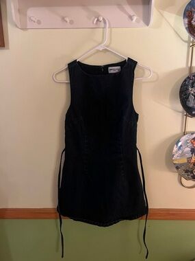 Princess Polly Black Denim Tie-Side Mini Dress